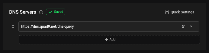 image displaying the v0.9 Portmaster user interface - setting doh