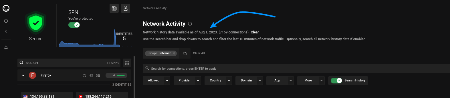 Network Monitor with history running since August 1st